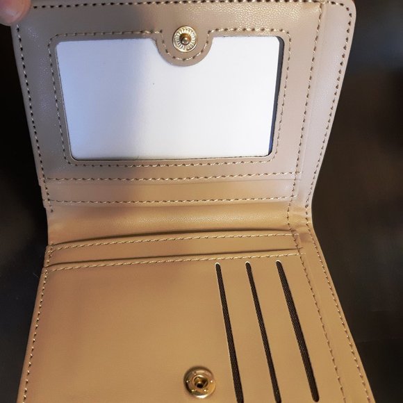 New Faux Leather RFID Bifold Reddish Brown Cognac Wallet with Embroidered Flower - Picture 2 of 4